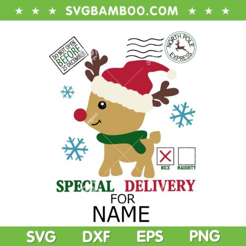 Christmas Reindeer Santa Sack SVG, Reindeer North Pole Mail Express SVG, Christmas Special Delivery Reindeer SVG DXF EPS PNG