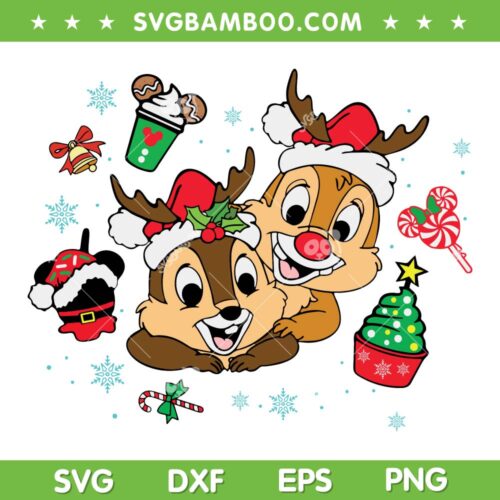 Chip And Dale Christmas Snacks SVG, Disneyland Snacks Christmas SVG, Disney Christmas SVG DXF EPS PNG