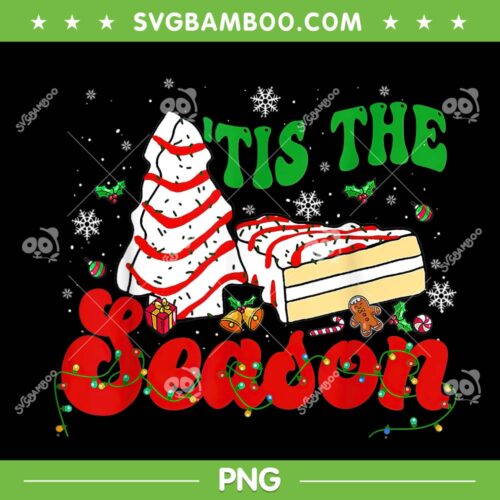 Christmas Tree Cake Debbie Groovy PNG, Little Tis The Season Christmas Tree Cakes PNG, Chirstmas Little Tis The Season PNG