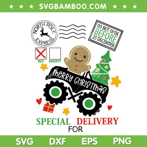 Christmas Truck Santa Sack SVG, Gingerbread Pole Mail SVG, Christmas Truck Special Delivery SVG DXF EPS PNG