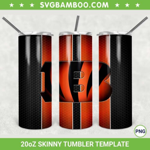 Cincinnati Bengals 20oz Skinny Tumbler Template PNG, Cincinnati Bengals Logo Tumbler Wrap PNG, Football Tumbler Sublimation Design PNG Download