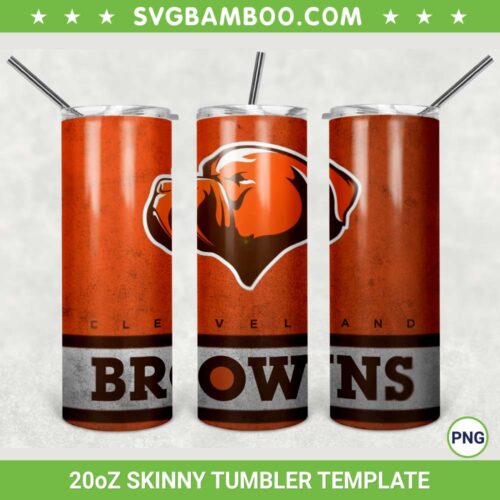 Cleveland Browns 20oz Skinny Tumbler Template PNG, NFL Logo Cleveland Browns Tumbler Wrap PNG, Football Sports Tumbler Sublimation Design PNG Download