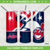 Cleveland Indians 20oz Skinny Tumbler Template PNG, MLB Logo Cleveland Indians Tumbler Wrap PNG, Baseball Sports Tumbler Sublimation Design PNG Download