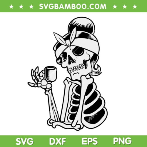 Coffee Drinking Skeleton Lazy DIY SVG, Lazy Skeleton SVG, Skeleton Drink Coffee SVG DXF EPS PNG