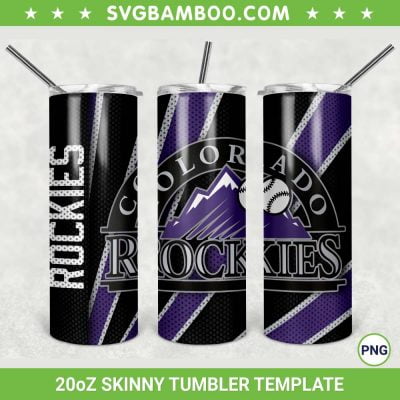 Colorado Rockies 20oz Skinny Tumbler Template PNG, MLB Colorado Rockies Tumbler Wrap PNG, Baseball Team Tumbler Sublimation Design PNG Download