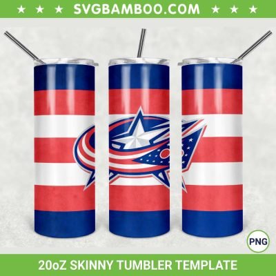 Columbus Blue Jackets 20oz Skinny Tumbler Template PNG, NHL Columbus Blue Jackets Tumbler Wrap PNG, NHL Team Tumbler Sublimation Design PNG Download