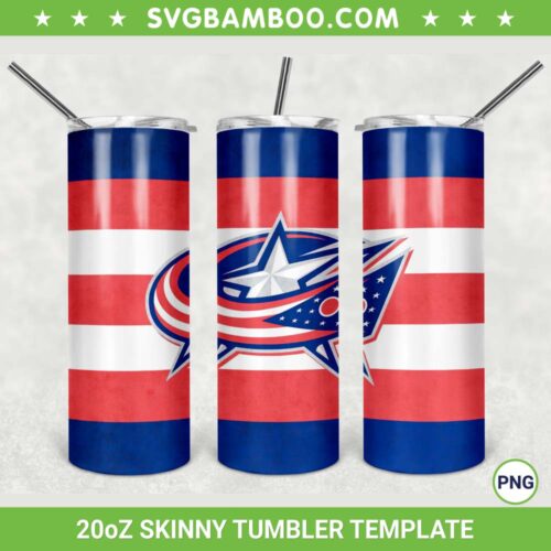 Columbus Blue Jackets 20oz Skinny Tumbler Template PNG, NHL Columbus Blue Jackets Tumbler Wrap PNG, NHL Team Tumbler Sublimation Design PNG Download