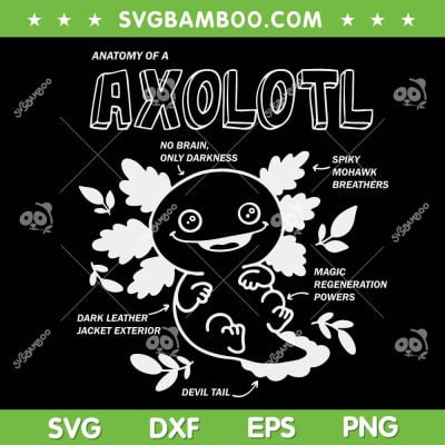 Cute Axoloti No Brain Only Darkness SVG, Anatomy Of A Axoloti SVG, Funny Angel Girls Boys SVG DXF EPS PNG