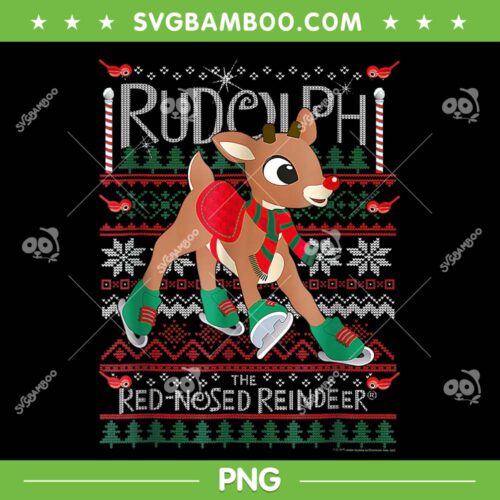 Cute Rudolph Christmas Ugly PNG, The Red Nosed Reindeer Christmas Special Xmas PNG, Funny Christmas PNG