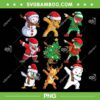 Dabbing Santa Elf Friends PNG, Snowman Santa Claus Christmas Tree Dabbing PNG, Reindeer Elf Penguin Bear Dabbing PNG