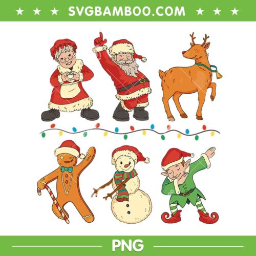 Dabbing Santa Elf Friends Christmas PNG, Reindeer Santa Claus Elf Dabbing PNG, Christmas Dabbing Friends PNG