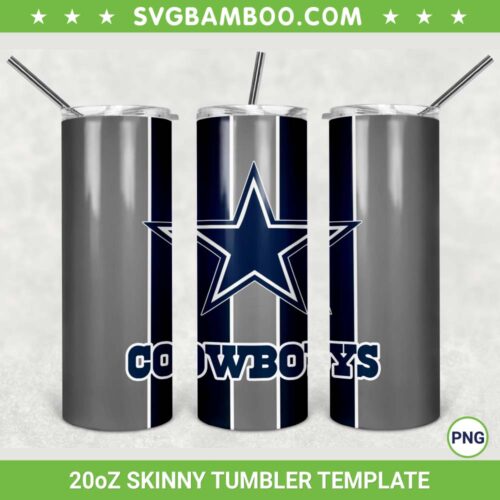 Dallas Cowboys 20oz Skinny Tumbler Template PNG, Dallas Cowboys Logo Tumbler Wrap PNG, Football Logo Tumbler Sublimation Design PNG Download