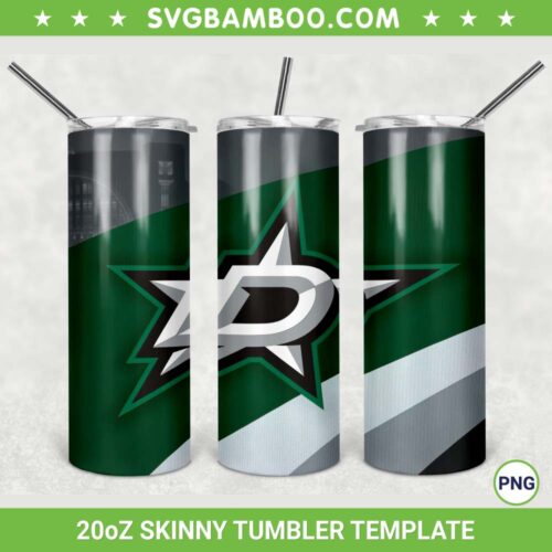 Dallas Stars 20oz Skinny Tumbler Template PNG, NHL Dallas Stars Tumbler Wrap PNG, NHL Logo Tumbler Sublimation Design PNG Download