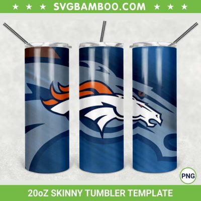Denver Broncos 20oz Skinny Tumbler Template PNG, Denver Broncos NFL Logo Tumbler Wrap PNG, Football Fan Tumbler Sublimation Design PNG Download