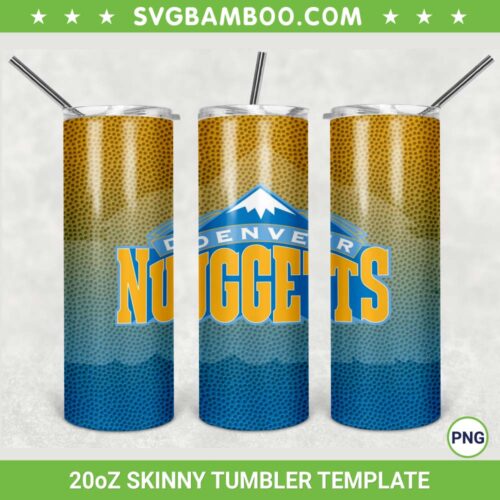 Denver Nuggets 20oz Skinny Tumbler Template PNG, NBA Denver Nuggets Tumbler Wrap PNG, NBA Sport Tumbler Sublimation Design PNG Download