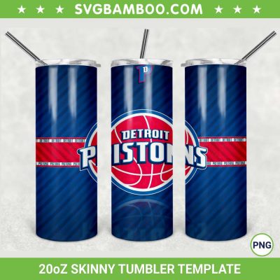Detroit Pistons 20oz Skinny Tumbler Template PNG, Detroit Pistons Logo NBA Tumbler Wrap PNG, Basketball Sports Tumbler Sublimation Design PNG Download