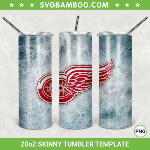 Detroit Red Wings 20oz Skinny Tumbler Template PNG, NHL Detroit Red Wings Tumbler Wrap PNG, Sport Tumbler Sublimation Design PNG Download