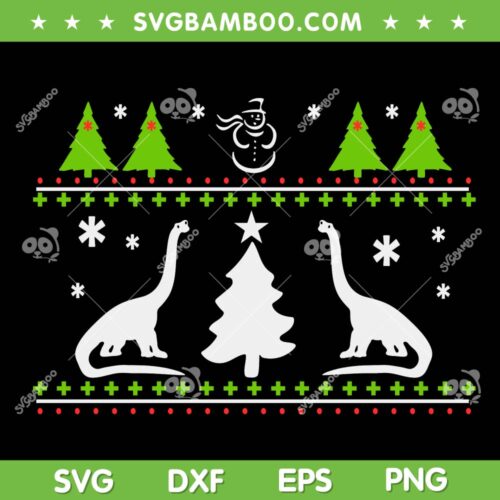 Dinosaur Christmas Ornaments SVG, Trex Ugly Christmas Dinosaur SVG, Xmas Snowman Dinosaurs SVG DXF EPS PNG