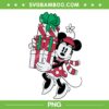 Disney Christmas Cute Minnie PNG, Minnie Carrying Chritsmas Gift PNG, Minnie Pink Dress Christmas Gift PNG