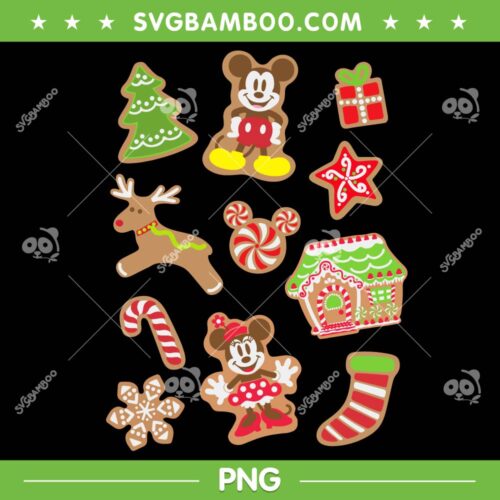Disney Mickey And Minnie Christmas PNG, Gingerbread Cookies Candy PNG, Xmas Sweets Cookies Snacks PNG