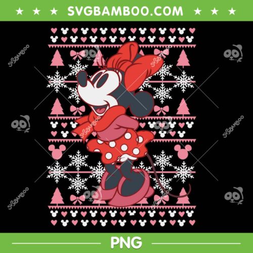 Disney Minnie Mouse Christmas Sweater PNG, Red Bow Minnie Mouse Xmas PNG, Disney Cute Minnie Christmas PNG