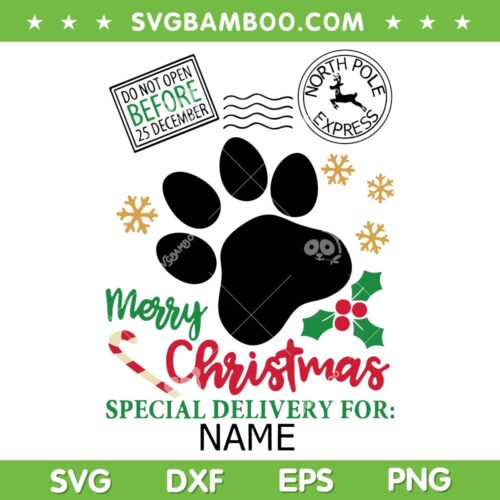 Dog Paw Santa Sack SVG, Christmas Santa Paw SVG, Santa Christmas Bag SVG DXF EPS PNG