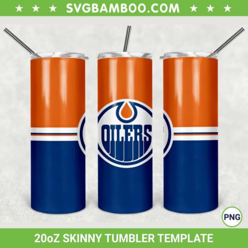 Edmonton Oilers 20oz Skinny Tumbler Template PNG, NHL Edmonton Oilers Tumbler Wrap PNG, NHL Team Tumbler Sublimation Design PNG Download