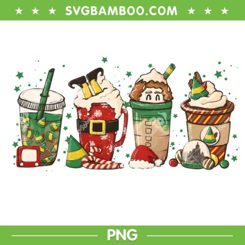 Elf Christmas Coffee PNG, Funny Coffee Drinking Elf PNG, Christmas Coffee Cup PNG