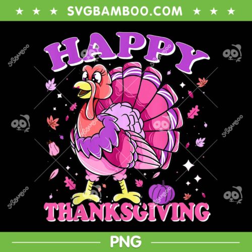 Female Turkey Happy Thanksgiving PNG, Purple Turkey Happy Thanksgiving PNG, Thanksgiving Funny Turkey PNG