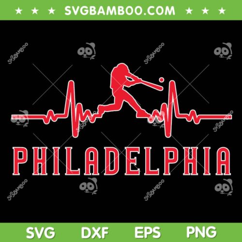 Philadelphia Baseball Heartbeat SVG, Vintage Philly Baseball SVG, Philadelphia Baseball Logo SVG DXF EPS PNG
