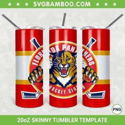 Florida Panthers 20oz Skinny Tumbler Template PNG, NHL Florida Panthers Tumbler Wrap PNG, Sports Tumbler Sublimation Design PNG Download