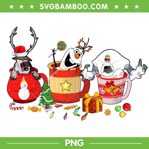 Frozen Christmas Coffee Latte PNG, Disney Olaf Hot Cocoa PNG, Disney Christmas PNG