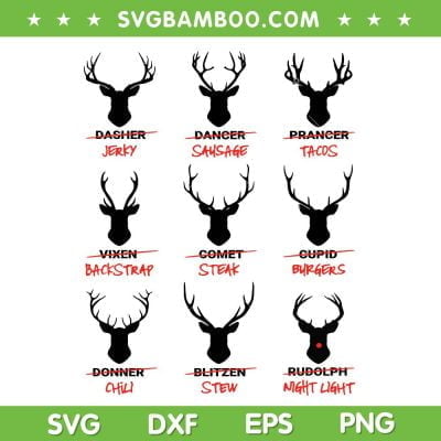 Funny Ugly Reindeer Christmas SVG, Deer Hunter Santa SVG, Christmas Reindeer Collection SVG DXF EPS PNG