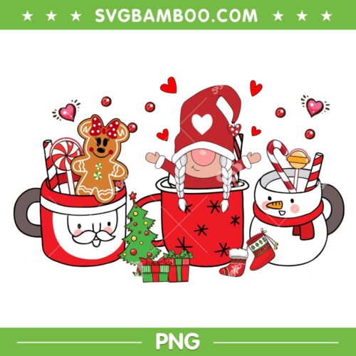 Gingerbread Gnomes Snowman Mug PNG, Gingerbread Coffee Drink PNG, Christmas Warm Drink PNG