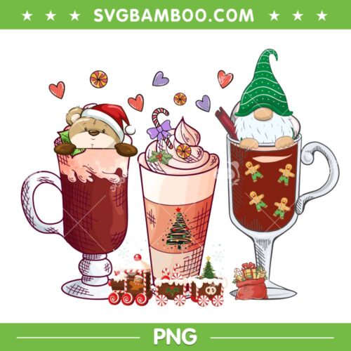 Gnomes Coffee Latte Drink PNG, Christmas Drink Santa Claus PNG, Coffee Latte Santa Bear PNG