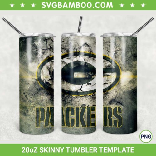 Green Bay Packers 20oz Skinny Tumbler Template PNG, NFL Green Bay Packers Tumbler Wrap PNG, NFL Team Tumbler Sublimation Design PNG Download