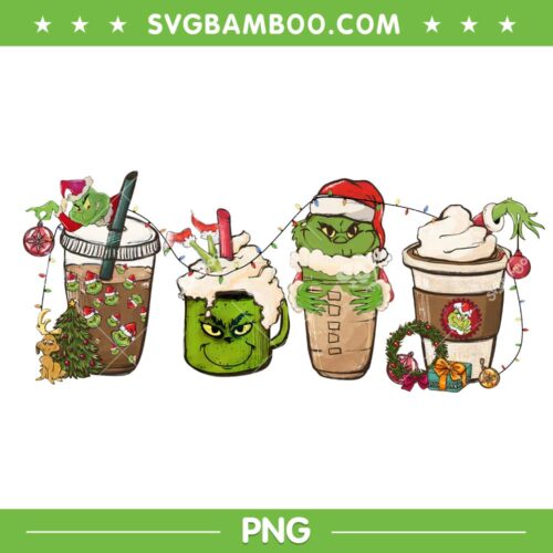 Grinch Christmas Coffee Latte PNG, Grinch Hand Christmas Mug PNG, Grinch Christmas Drinking PNG