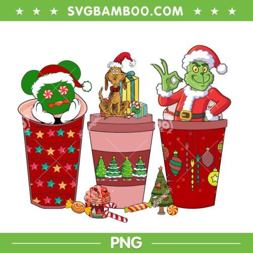 Grinch Coffee Latte Drink 2022 PNG, Max Dog Coffee PNG, Grinchmas Candy Cane Latte PNG