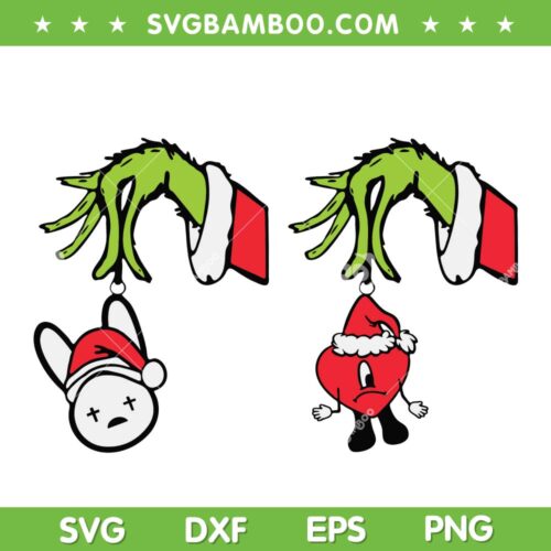 Grinch Hand Bad Bunny SVG, Bad Bunny Sad Heart Ornament SVG, Bad Bunny Grinch Hand Christmas SVG DXF EPS PNG