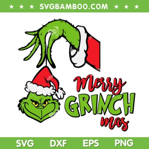 Grinch Hand Merry Grinchmas SVG, Grinch Hand Picking Grinch Head SVG, Christmas Wicked Grinch Face SVG DXF EPS PNG