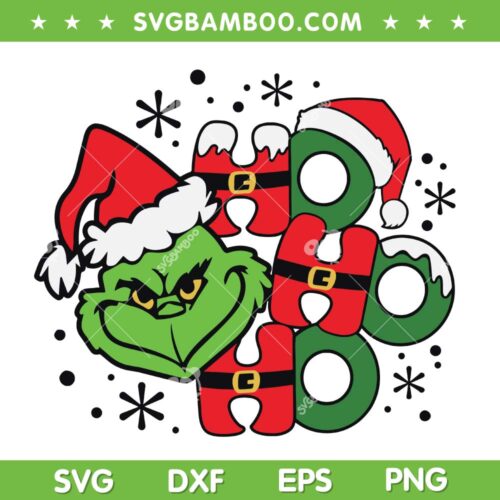 Grinch Santa Ho Ho Ho SVG, Christmas Grinch Carrying Gift Bag SVG, Ho Ho Ho Santa Grinch Xmas SVG DXF EPS PNG