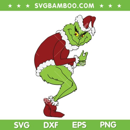 Grinch Stealing Lights SVG, Grinchmas Santa Claus Stealing SVG, Grinch Tip Toe Christmas SVG DXF EPS PNG