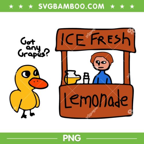 Ice Fresh Lemonade Duck PNG, Got Any Grapes Duck PNG, Funny Duck Lemonade Stand PNG