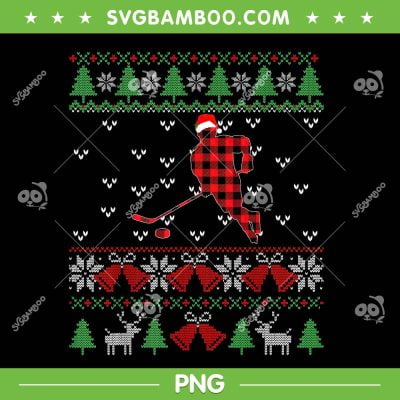Ice Hockey Christmas Tree PNG, Hockey Plaid Xmas 2022 PNG, Funny Christmas Tree PNG