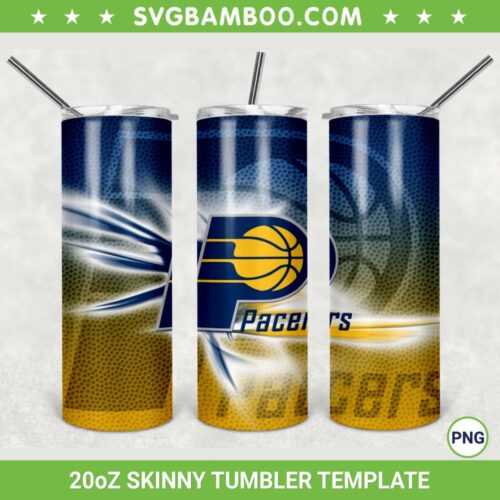 Indiana Pacers 20oz Skinny Tumbler Template PNG, Indiana Pacers Logo Tumbler Wrap PNG, NBA Indiana Pacers Tumbler Sublimation Design PNG Download