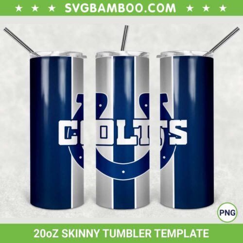 Indianapolis Colts 20oz Skinny Tumbler Template PNG, NFL Indianapolis Colts Tumbler Wrap PNG, Football Tumbler Sublimation Design PNG Download 