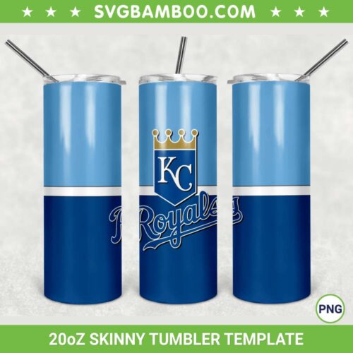 Kansas City Royals 20oz Skinny Tumbler Template PNG, MLB Kansas City Royals Tumbler Wrap PNG, Sports Tumbler Sublimation Design PNG Download