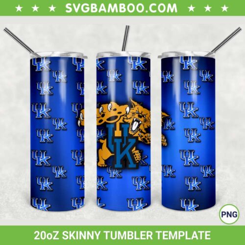 Kentucky Baseball 20oz Skinny Tumbler Template PNG, Kentucky Wildcats Tumbler Wrap PNG, Baseball Tumbler Sublimation Design PNG Download