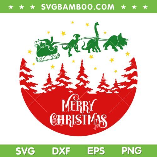 Kids Christmas Dinosaur Santa Sleigh SVG, Dinosaur Santa SVG, Christmas Dinosaur SVG DXF EPS PNG