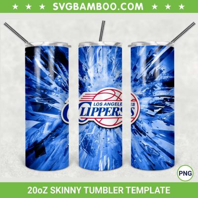 LA Clippers 20oz Skinny Tumbler Template PNG, Los Angeles Clippers Tumbler Wrap PNG, NBA Basketball Tumbler Sublimation Design PNG Download